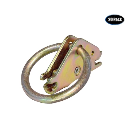 Tie 4 Safe 2 E Track Fitting w/ O Ring, WLL- 1,333 lbs., PK20 A10217R-20